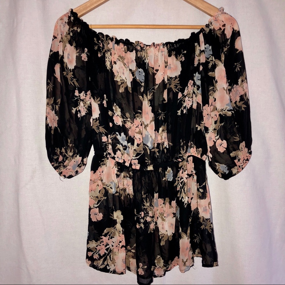 Sheer Floral Patterned Blouse